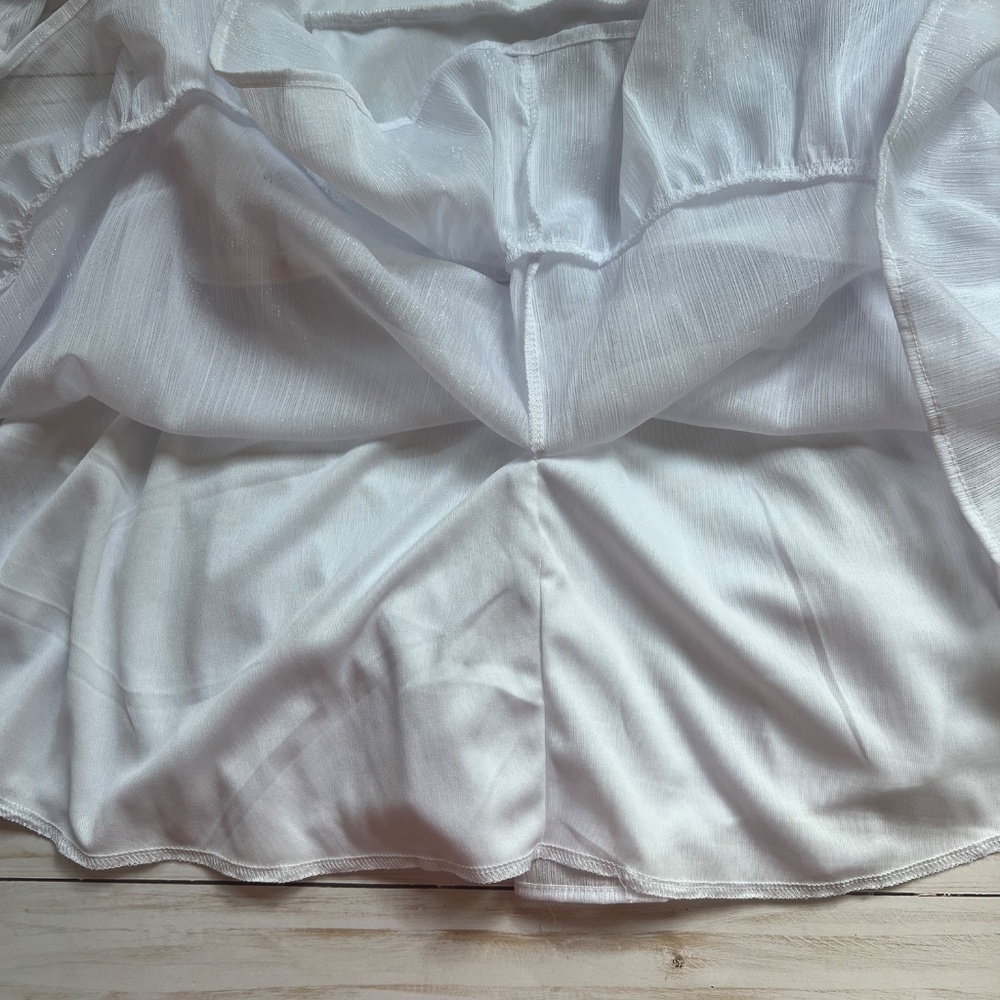 Lucy in the Sky White Women's NEIA Ruffle Chiffon White Dress Size M - Picture 8 of 13